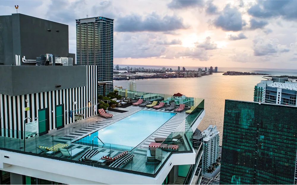 Rooftop pool on a high-rise hotel