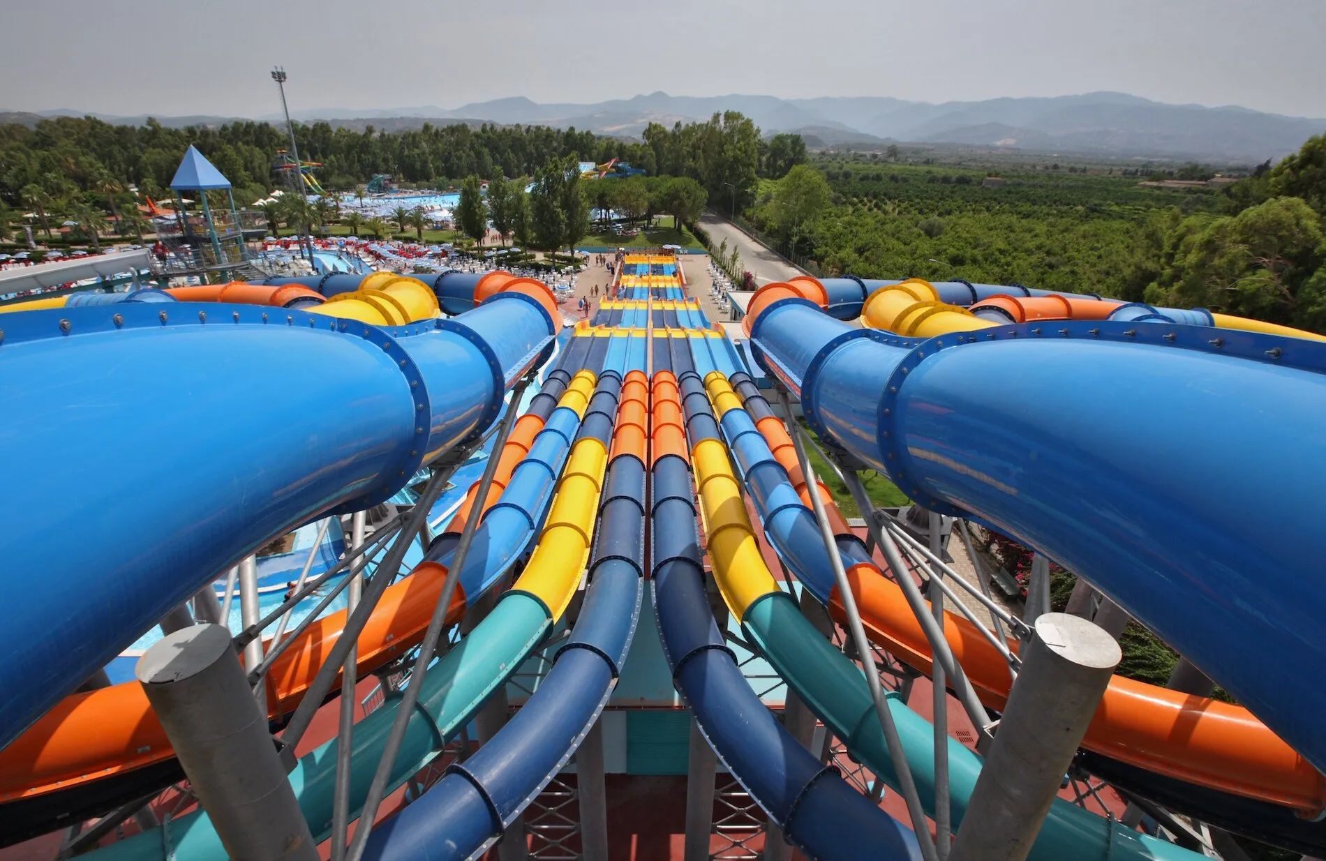 Water slides at a leisure pool