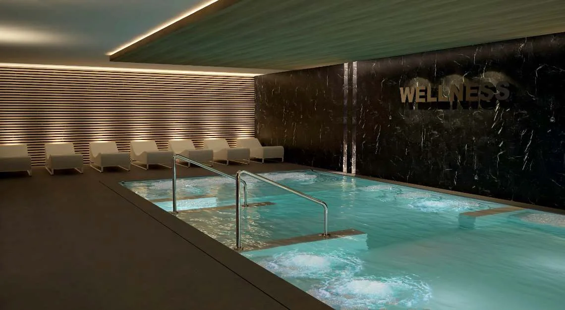 Hydromassage pool in a wellness area