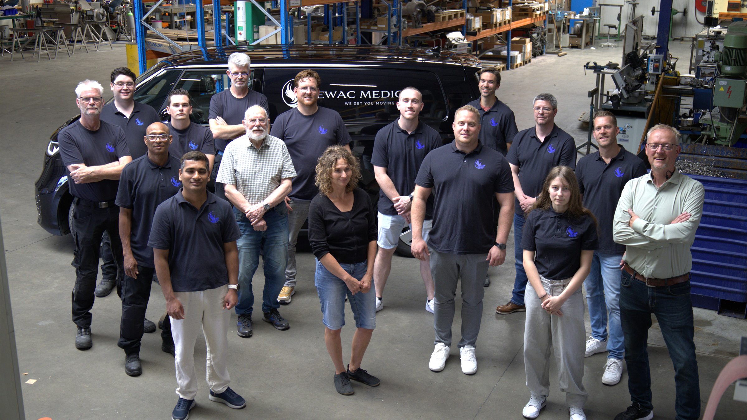 Het EWAC-team in de werkplaats in Heerhugowaard