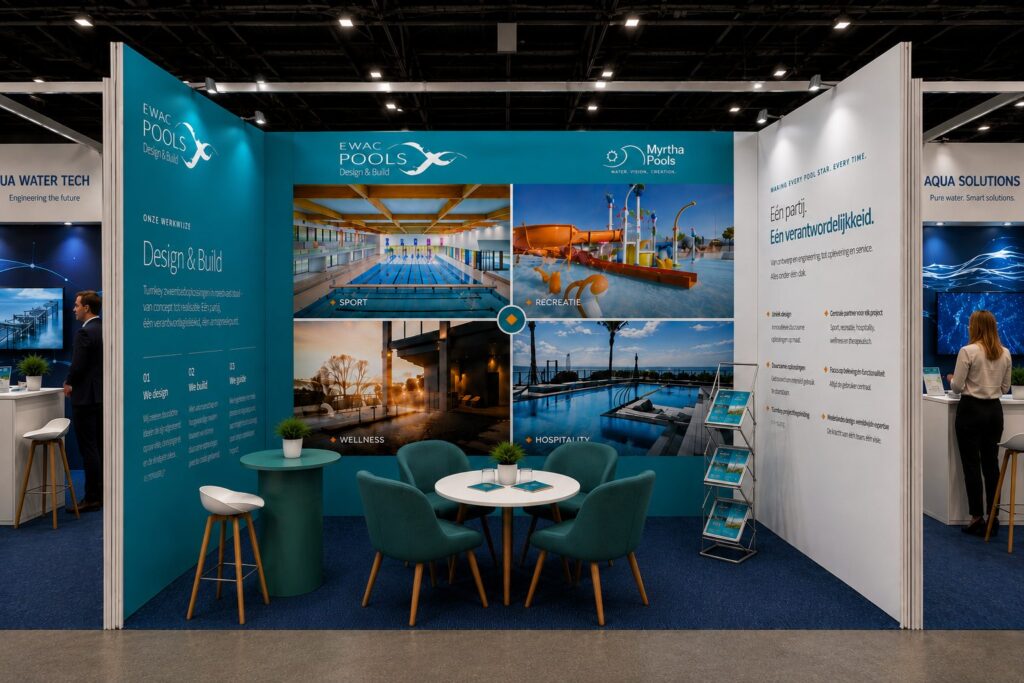 Stand van EWAC Pools op de ZwembadBranche Dag 2026, stand 238
